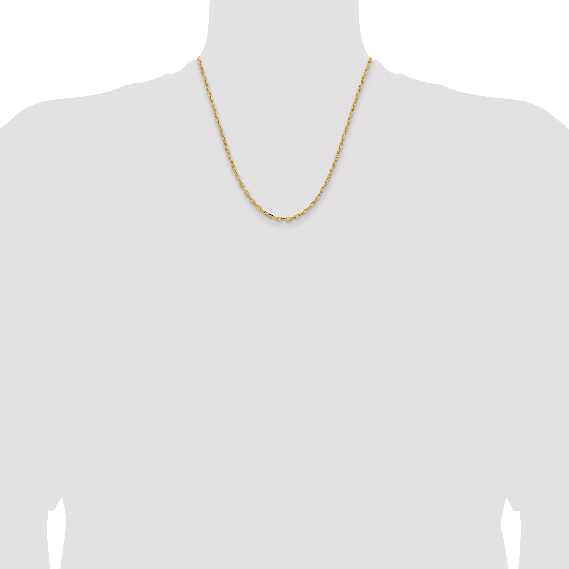 14K Yellow Gold 20 inch 3mm Semi-Solid Diamond-cut Open Link Cable with Lobster Clasp Chain