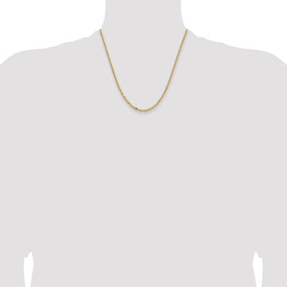 14K Yellow Gold 20 inch 3mm Semi-Solid Diamond-cut Open Link Cable with Lobster Clasp Chain