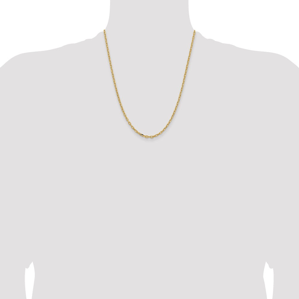 14K Yellow Gold 22 inch 3mm Semi-Solid Diamond-cut Open Link Cable with Lobster Clasp Chain