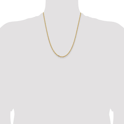 14K Yellow Gold 22 inch 3mm Semi-Solid Diamond-cut Open Link Cable with Lobster Clasp Chain