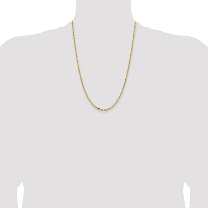 14K Yellow Gold 24 inch 3mm Semi-Solid Diamond-cut Open Link Cable with Lobster Clasp Chain