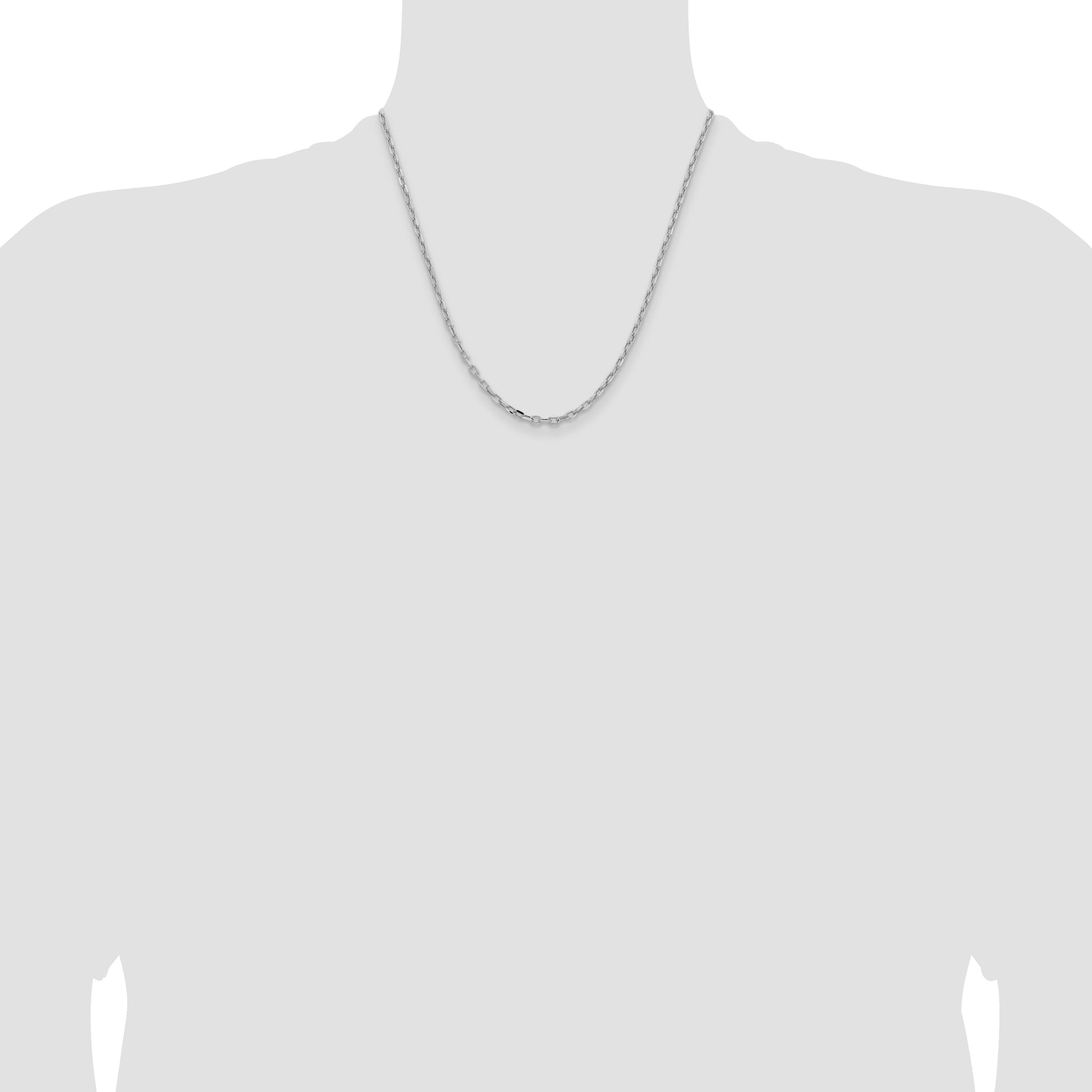 14k White Gold 3mm Semi-solid D/C Open Link Cable Chain