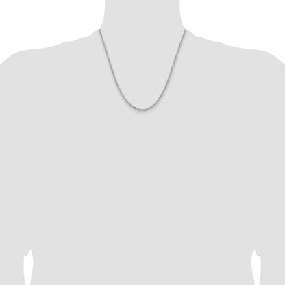 14k White Gold 3mm Semi-solid D/C Open Link Cable Chain