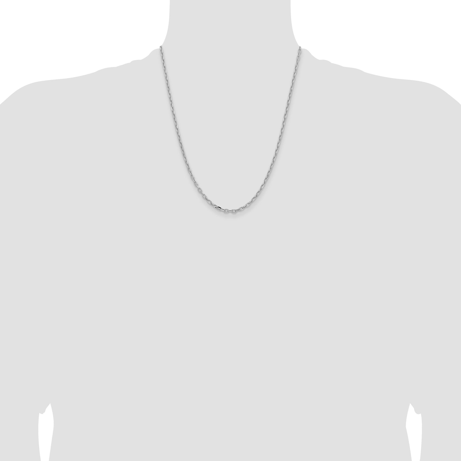 14k White Gold 3mm Semi-solid D/C Open Link Cable Chain