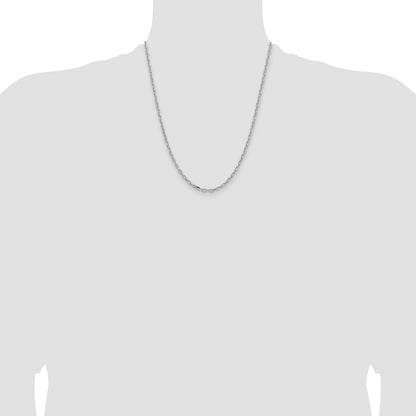 14k White Gold 3mm Semi-solid D/C Open Link Cable Chain