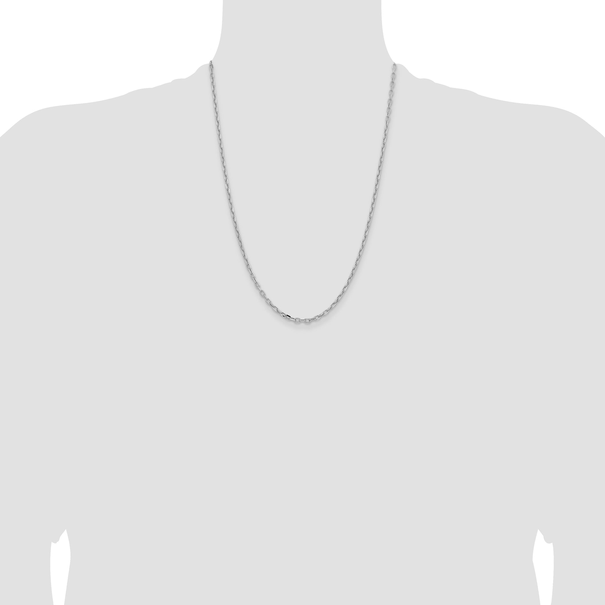 14k White Gold 3mm Semi-solid D/C Open Link Cable Chain