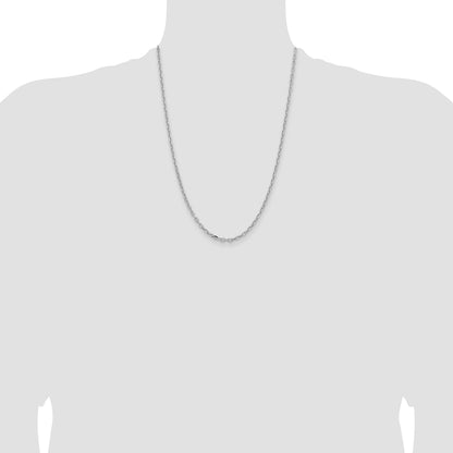 14k White Gold 3mm Semi-solid D/C Open Link Cable Chain