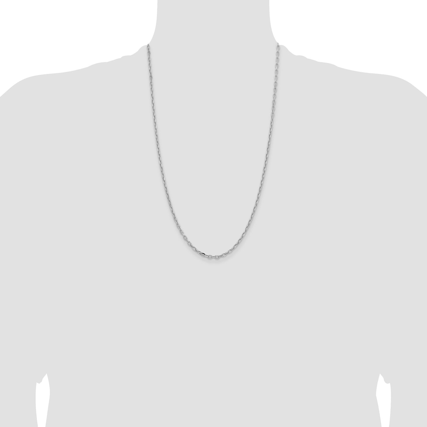 14k White Gold 3mm Semi-solid D/C Open Link Cable Chain