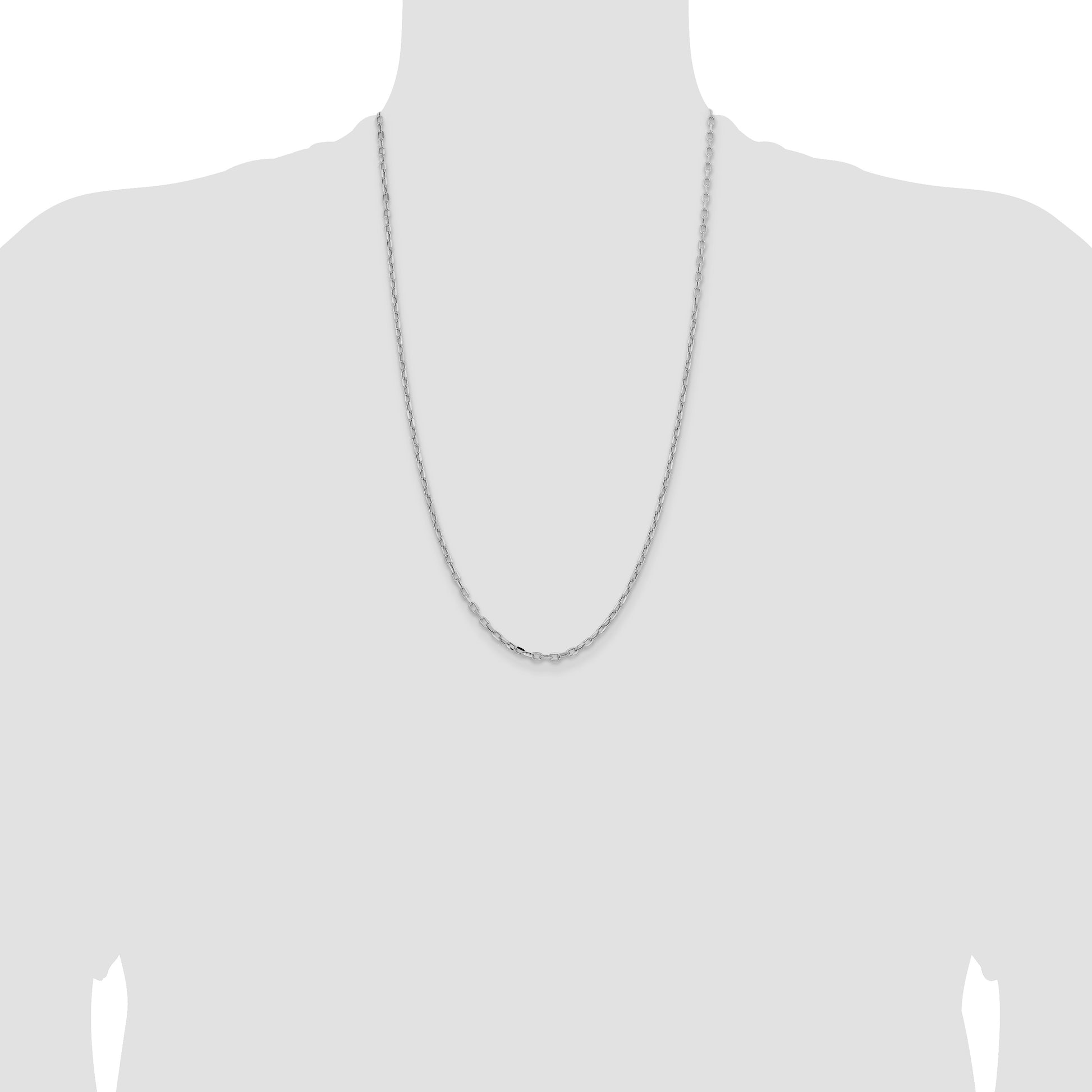 14k White Gold 3mm Semi-solid D/C Open Link Cable Chain
