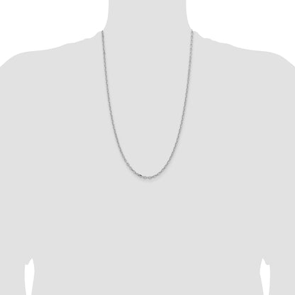 14k White Gold 3mm Semi-solid D/C Open Link Cable Chain
