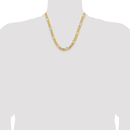 14K 20 inch 8.5mm Semi-Solid Figaro with Lobster Clasp Chain