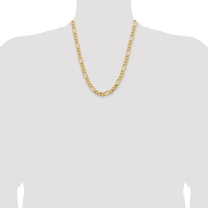 14K 22 inch 8.5mm Semi-Solid Figaro with Lobster Clasp Chain