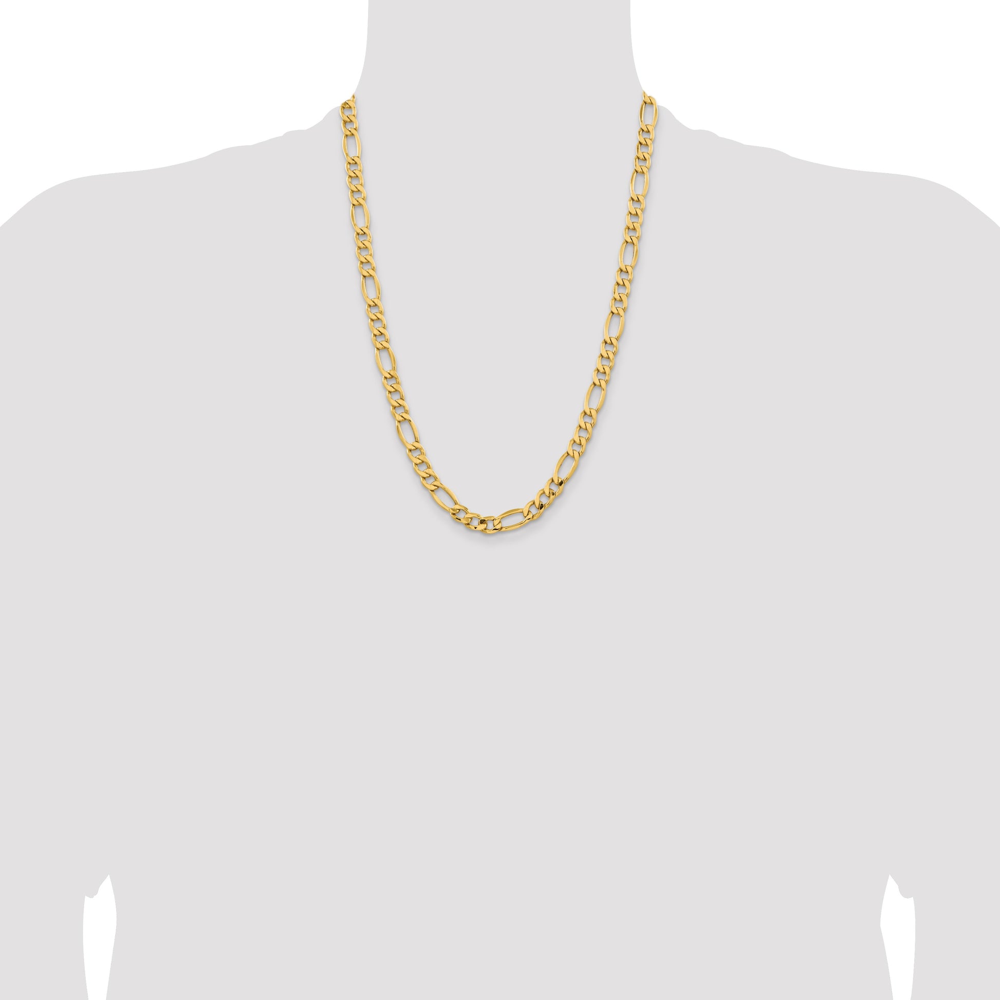 14K 24 inch 8.5mm Semi-Solid Figaro with Lobster Clasp Chain