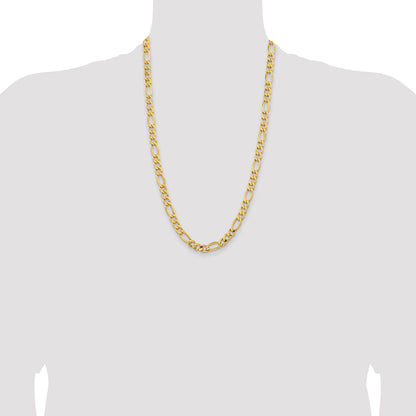 14K 26 inch 8.5mm Semi-Solid Figaro with Lobster Clasp Chain