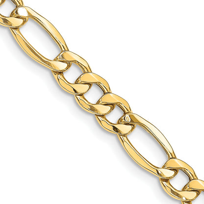 14K 24 inch 8.5mm Semi-Solid Figaro with Lobster Clasp Chain