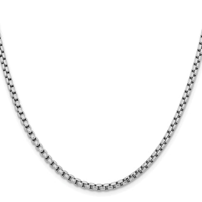 14K White Gold 18 inch 3.6mm Semi-Solid Round Box with Lobster Clasp Chain