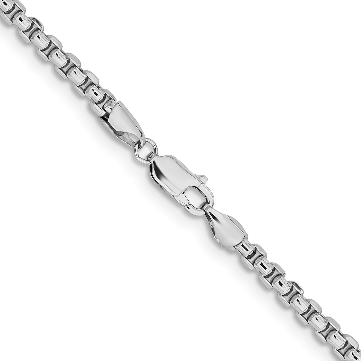 14K White Gold 30 inch 3.6mm Semi-Solid Round Box with Lobster Clasp Chain
