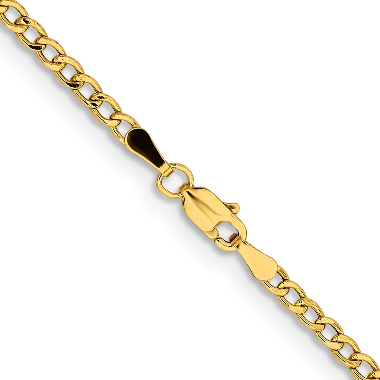 14K 28 inch 2.85mm Semi-Solid Curb with Lobster Clasp Chain