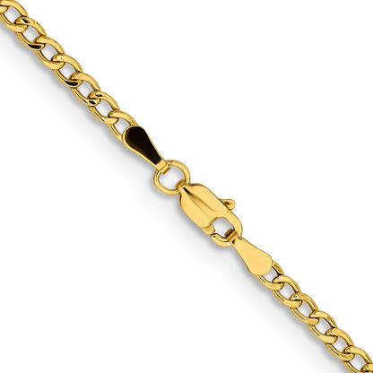 14K 28 inch 2.85mm Semi-Solid Curb with Lobster Clasp Chain