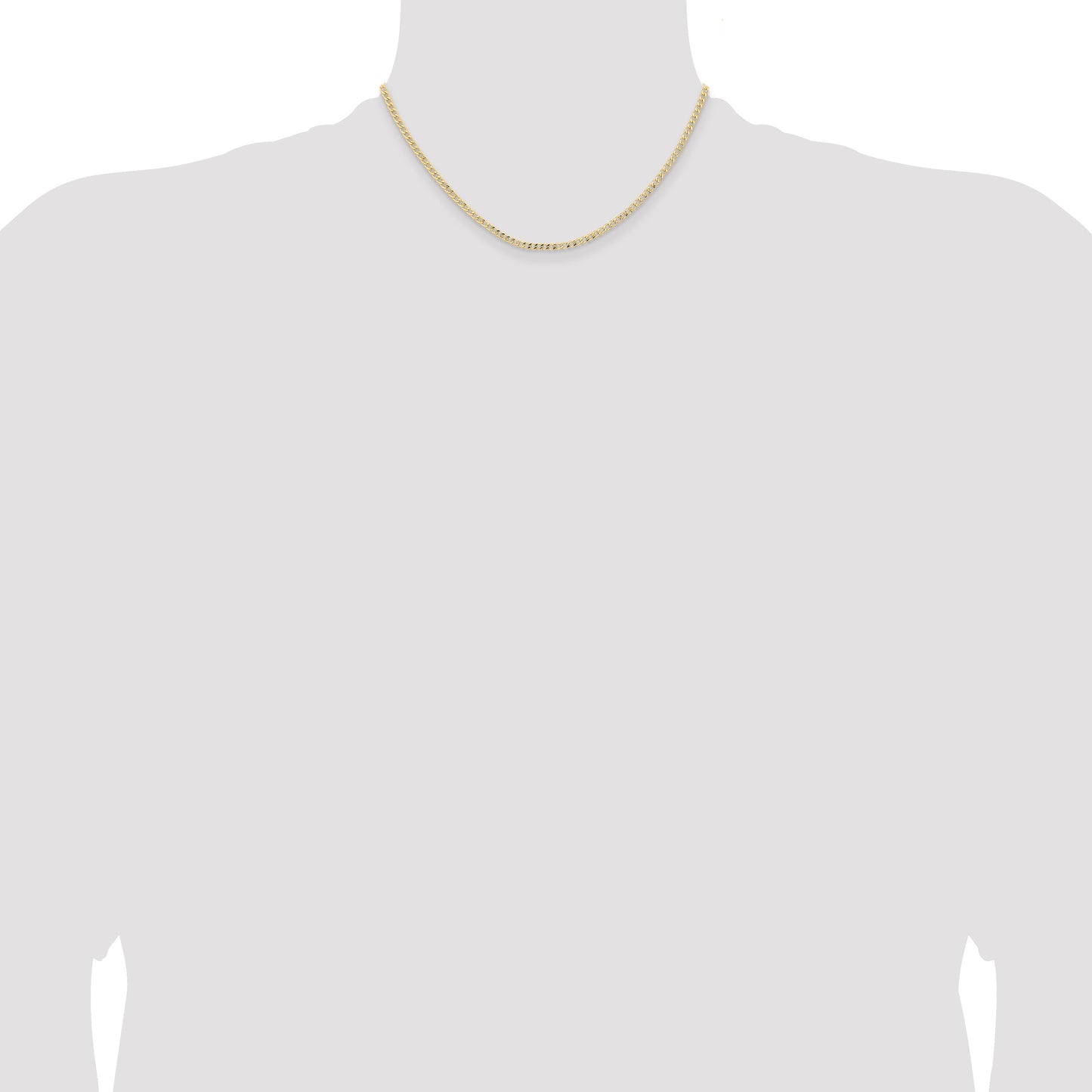 14K 16 inch 2.85mm Semi-Solid Curb with Lobster Clasp Chain