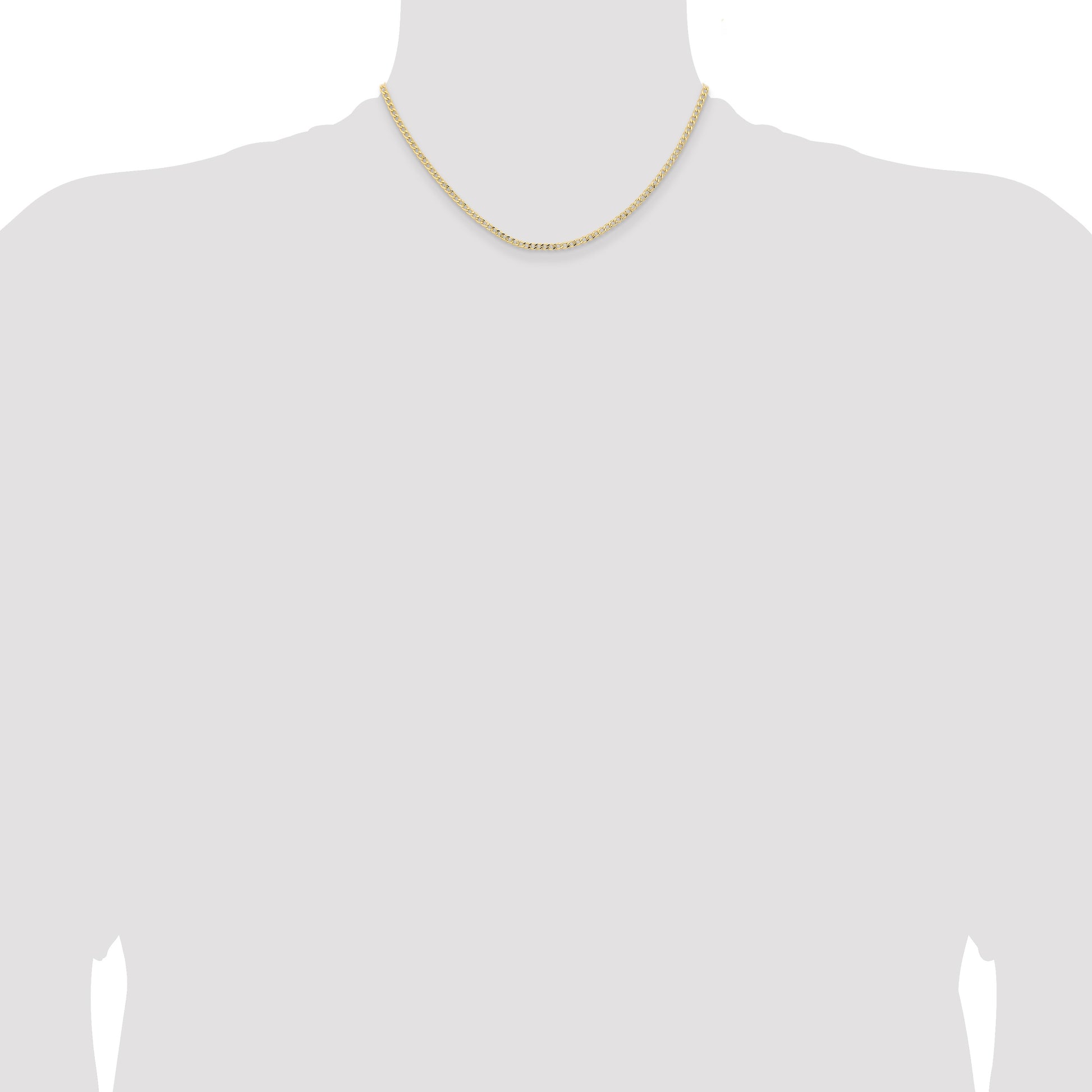 14K 16 inch 2.85mm Semi-Solid Curb with Lobster Clasp Chain