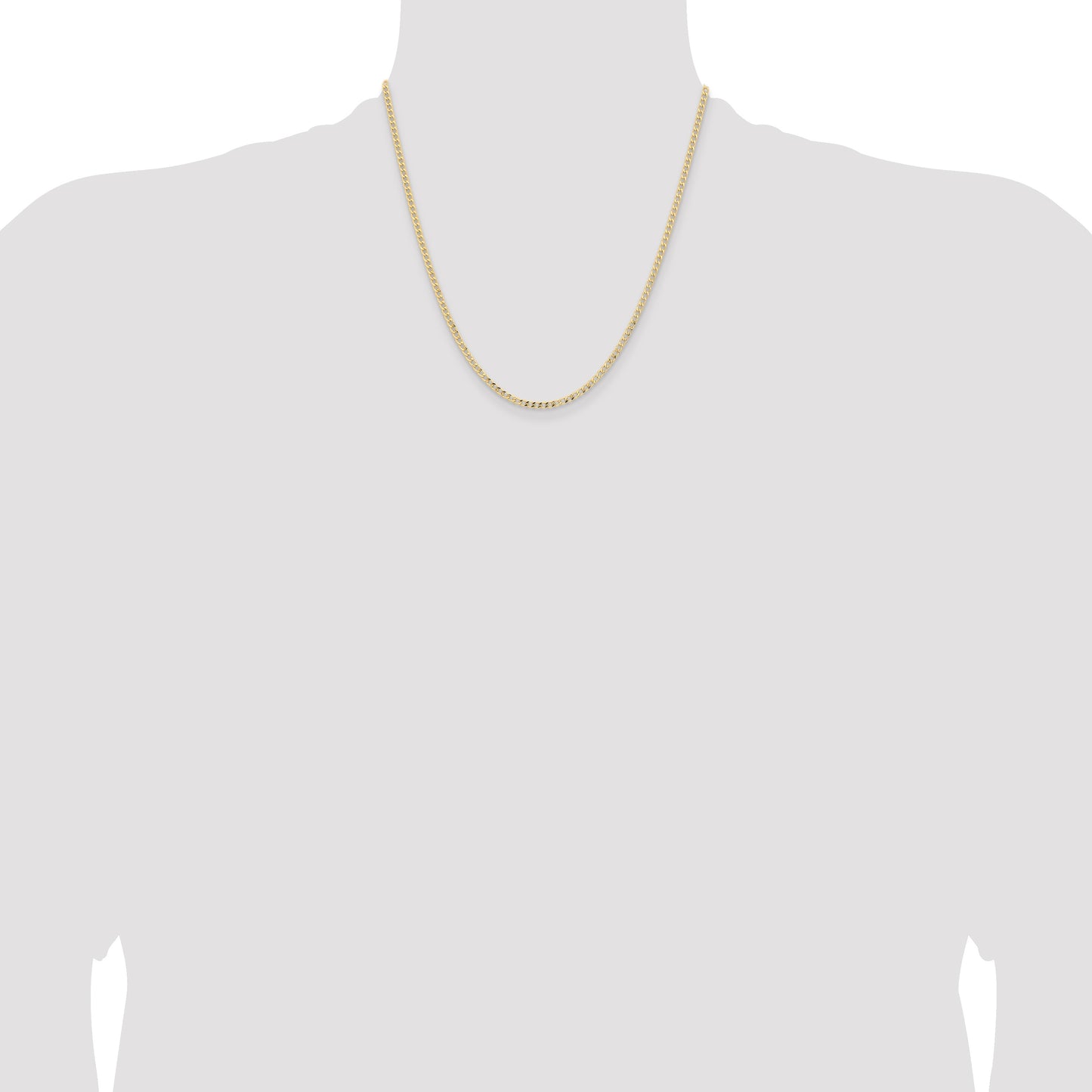 14K 20 inch 2.85mm Semi-Solid Curb with Lobster Clasp Chain