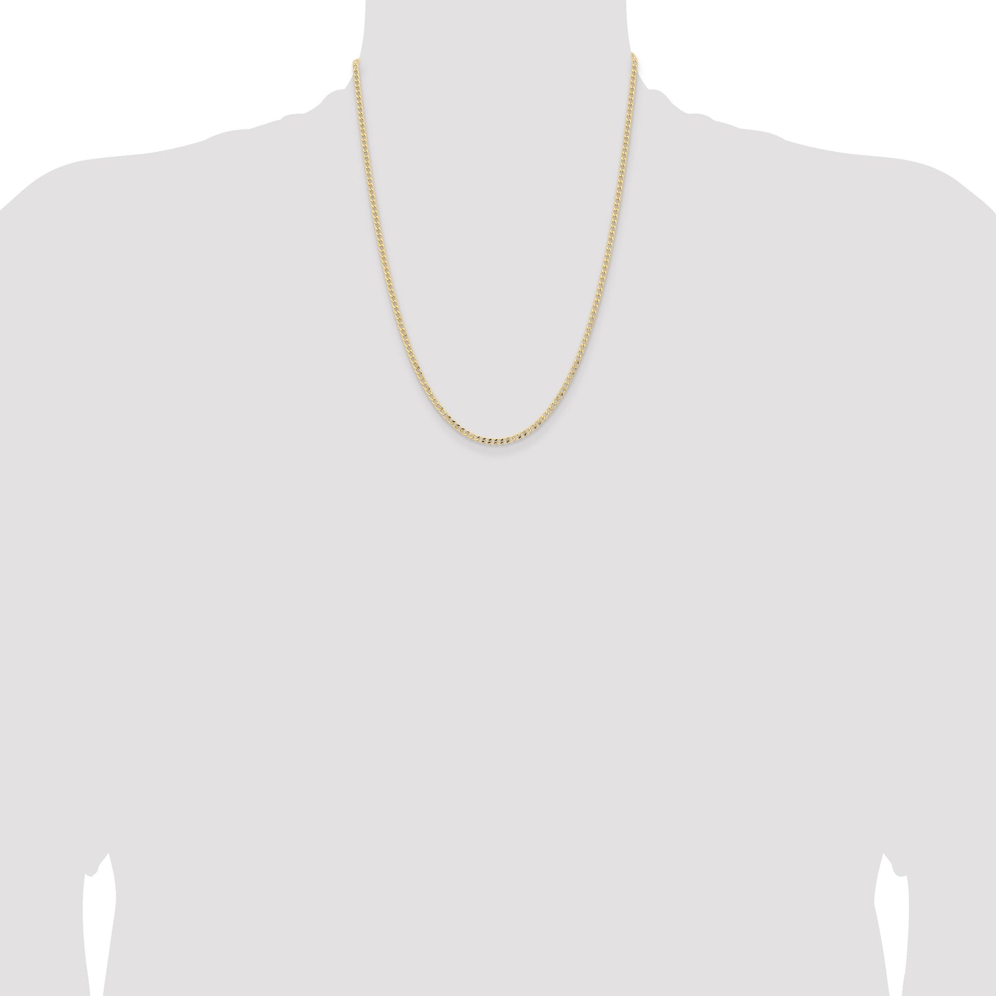14K 22 inch 2.85mm Semi-Solid Curb with Lobster Clasp Chain