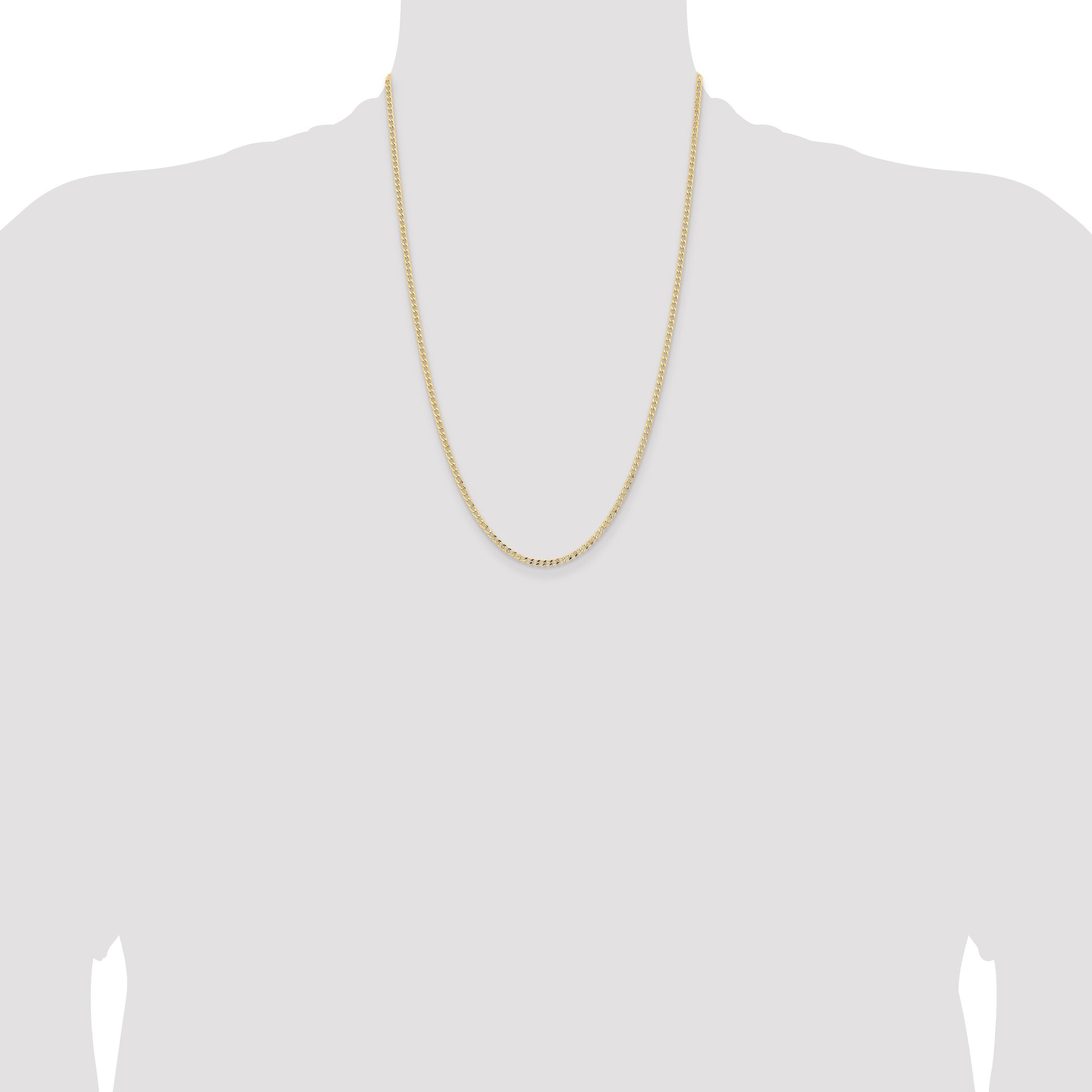 14K 24 inch 2.85mm Semi-Solid Curb with Lobster Clasp Chain