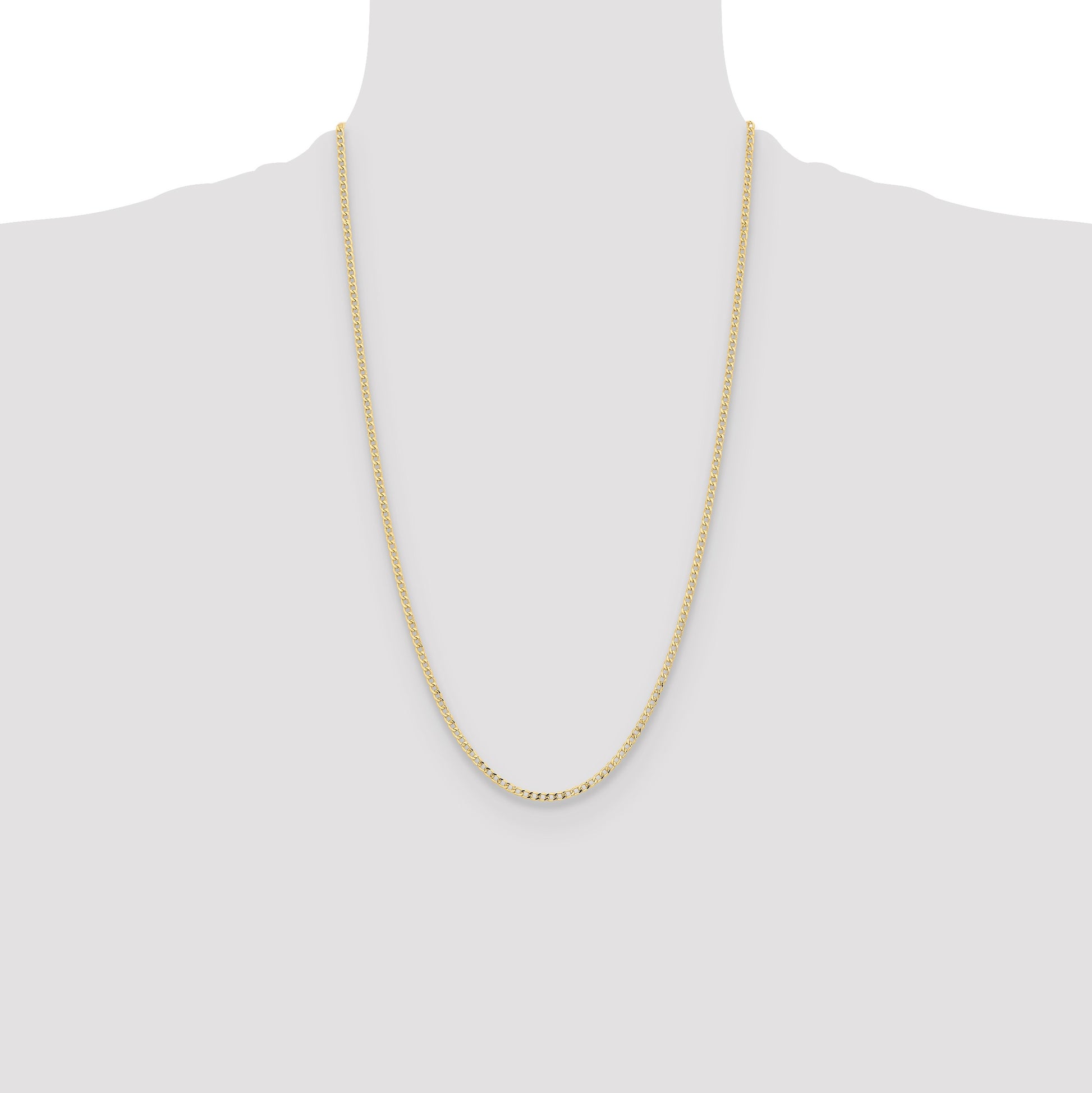 14k 2.85mm Semi-Solid Curb Chain