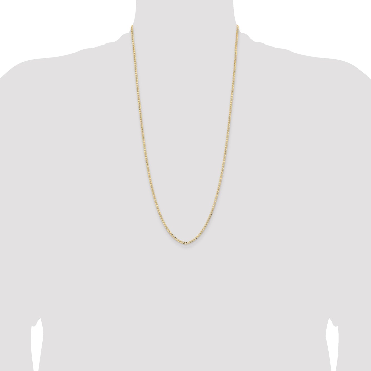 14K 28 inch 2.85mm Semi-Solid Curb with Lobster Clasp Chain