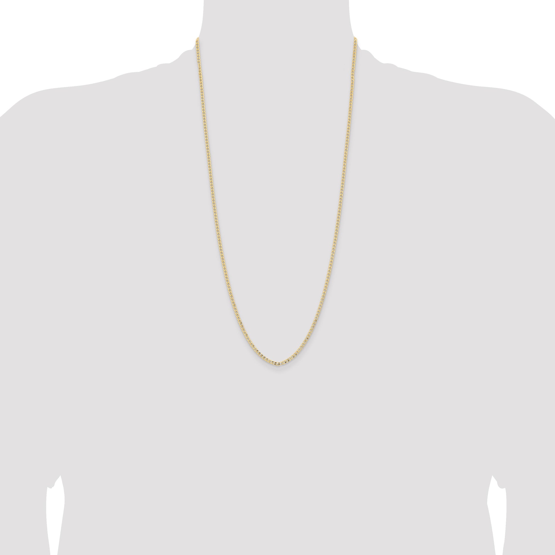 14K 28 inch 2.85mm Semi-Solid Curb with Lobster Clasp Chain