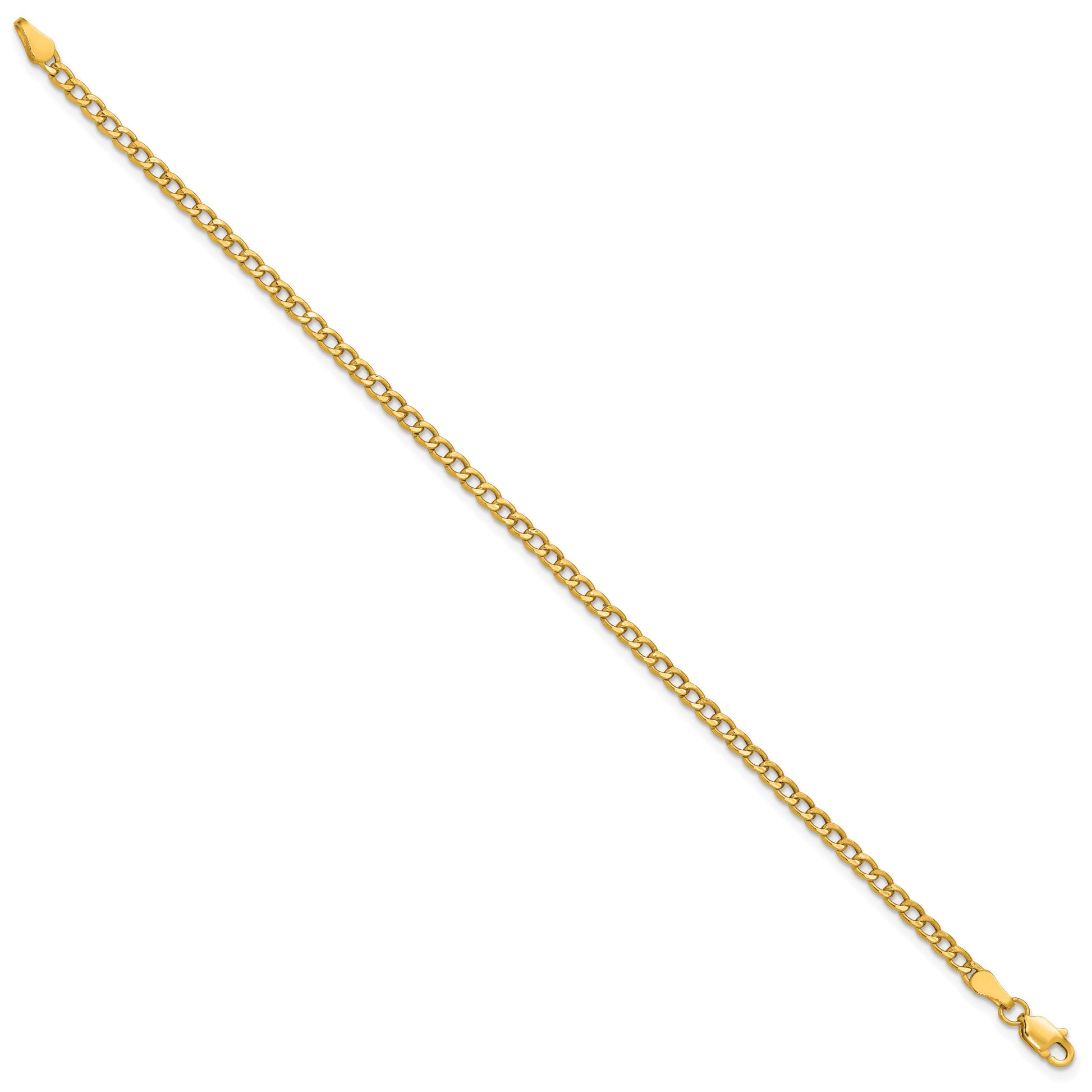14K 8 inch 2.85mm Semi-Solid Curb with Lobster Clasp Bracelet