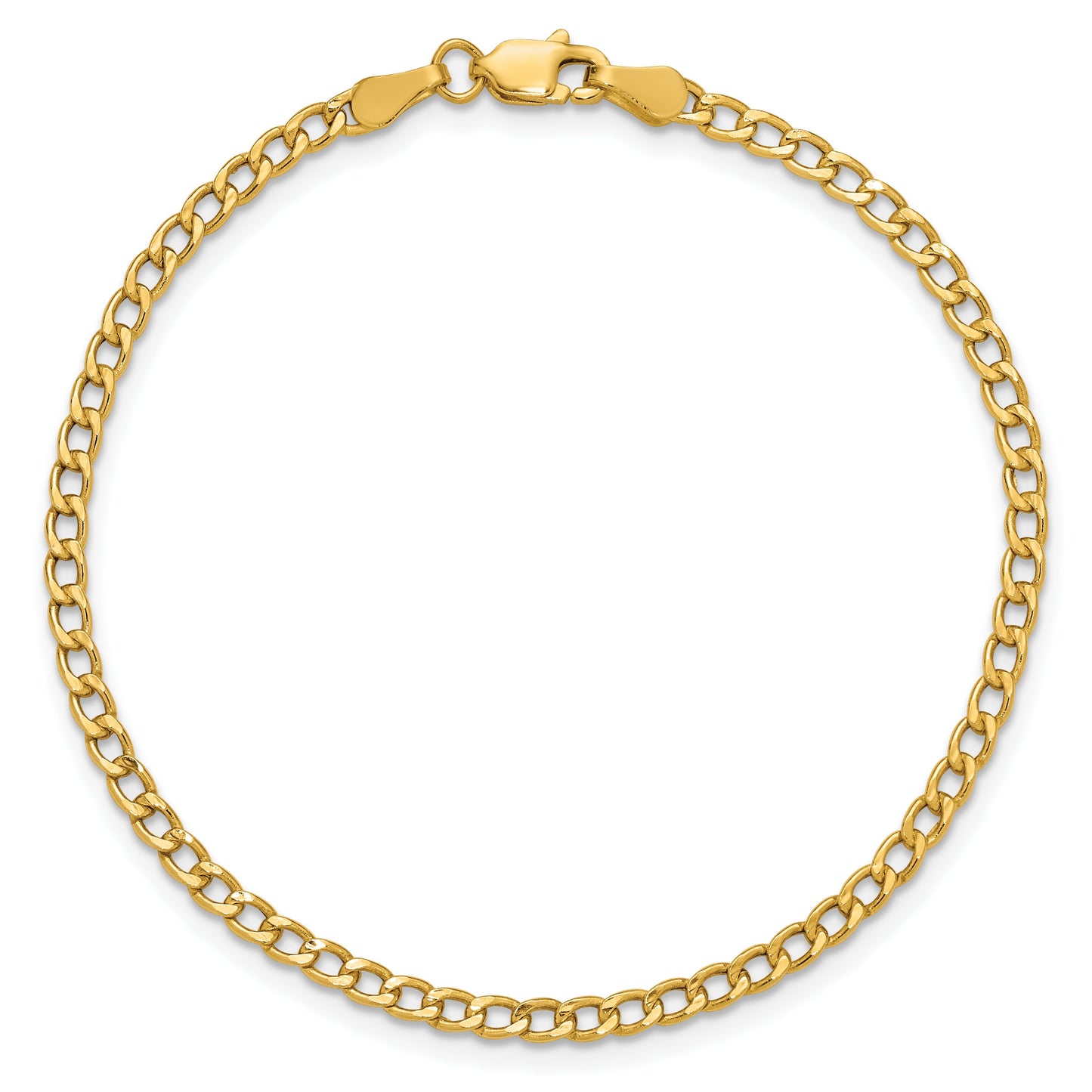 14K 10 inch 2.85mm Semi-Solid Curb with Lobster Clasp Anklet