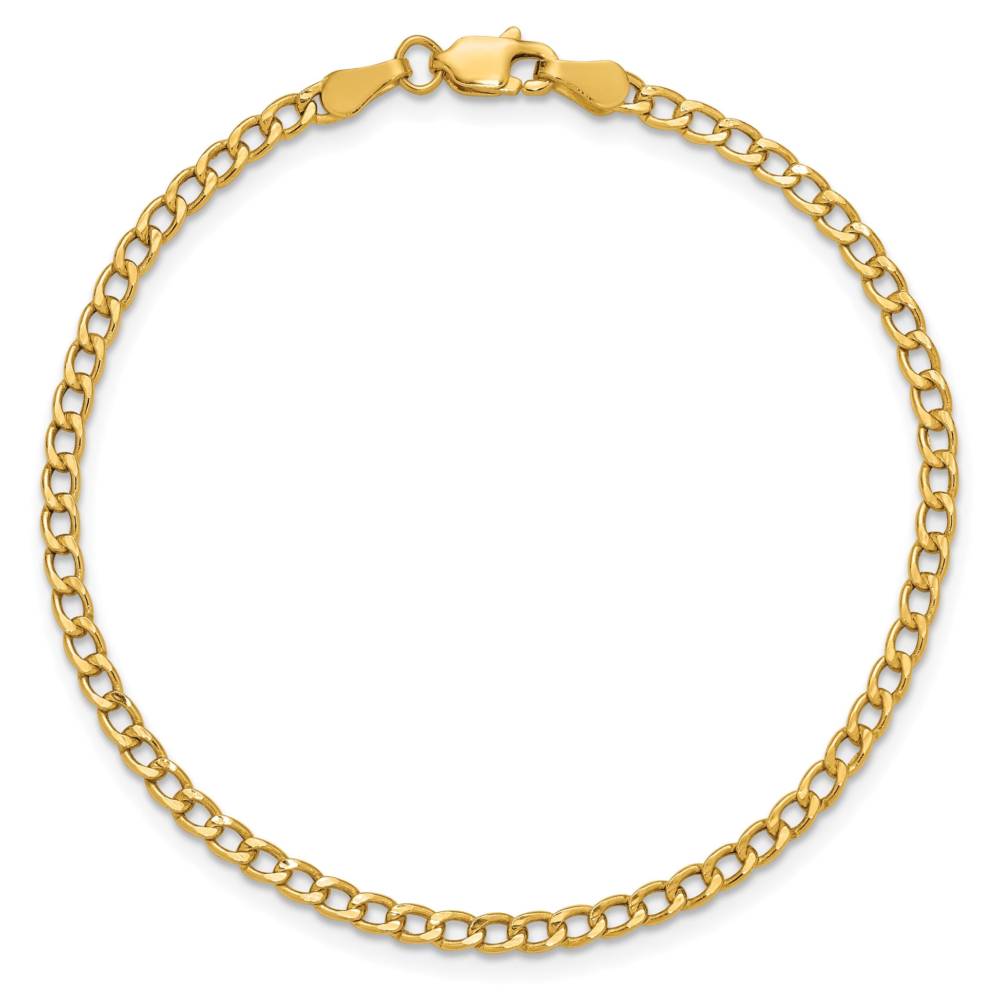 14K 7 inch 2.85mm Semi-Solid Curb with Lobster Clasp Bracelet