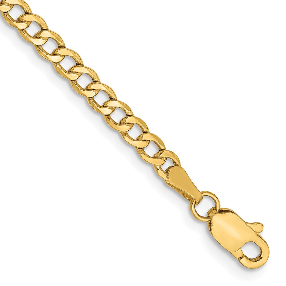 14K 10 inch 2.85mm Semi-Solid Curb with Lobster Clasp Anklet