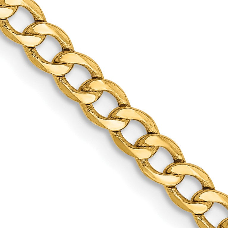 14K 22 inch 2.85mm Semi-Solid Curb with Lobster Clasp Chain