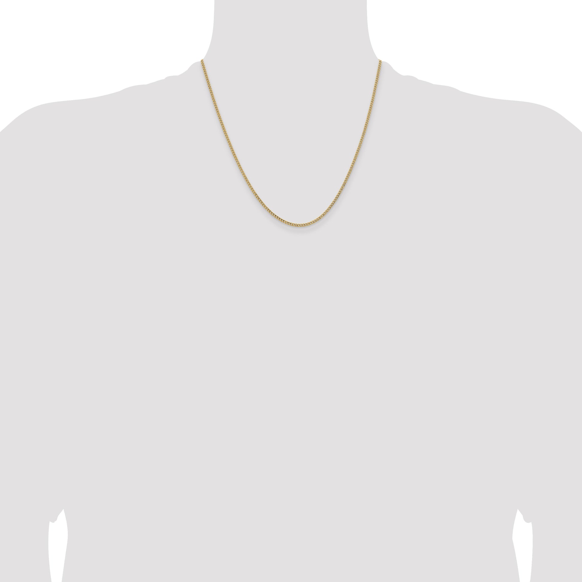 14K 20 inch 1.85mm Semi-Solid Curb with Lobster Clasp Chain