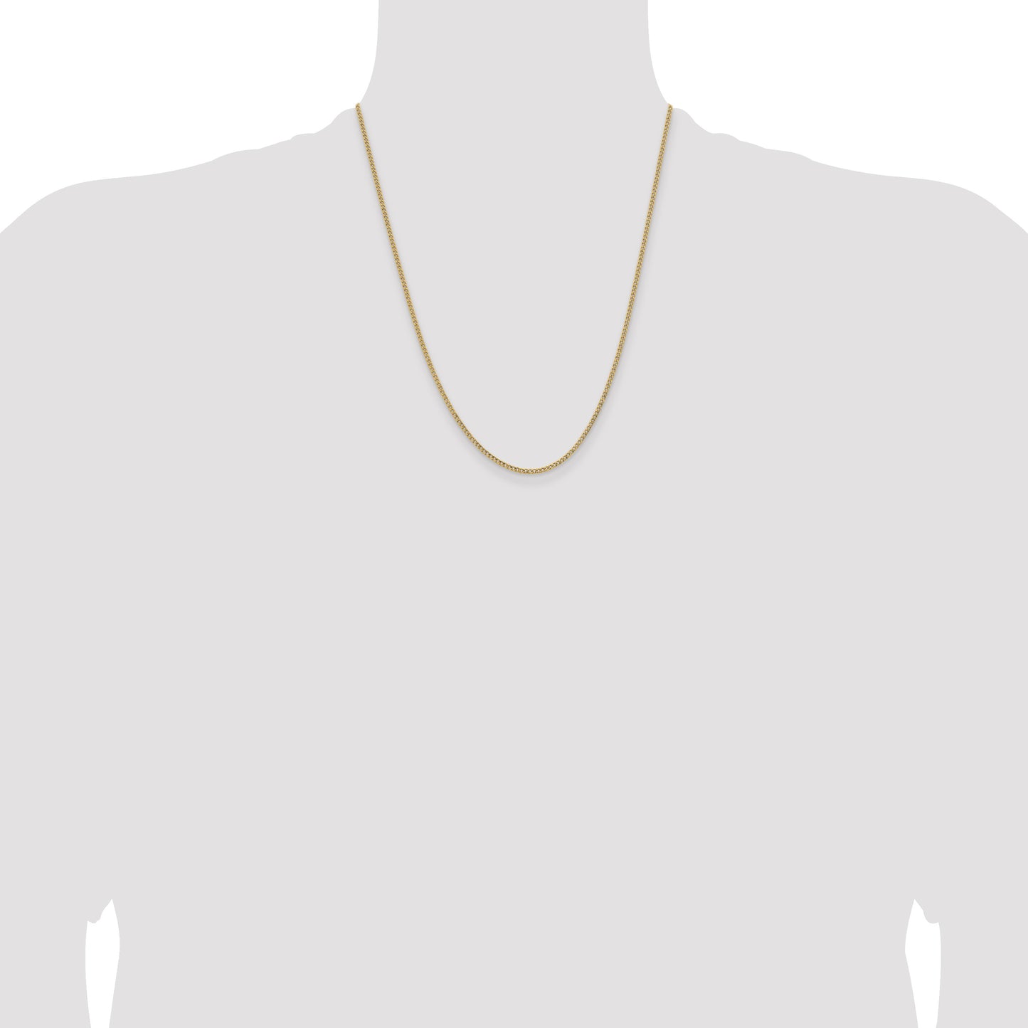 14K 22 inch 1.85mm Semi-Solid Curb with Lobster Clasp Chain