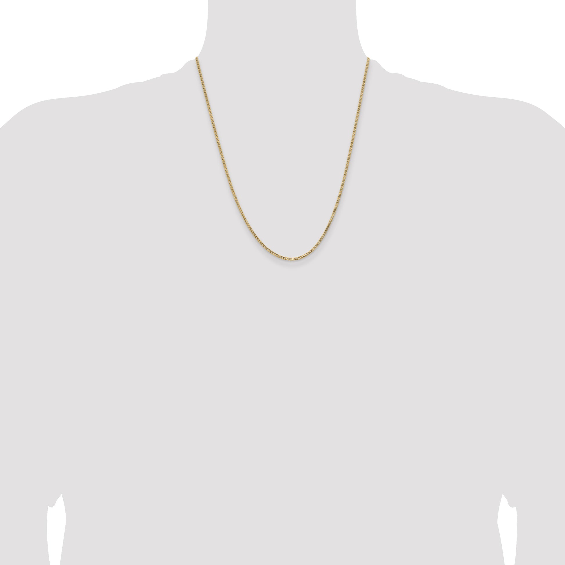 14K 22 inch 1.85mm Semi-Solid Curb with Lobster Clasp Chain