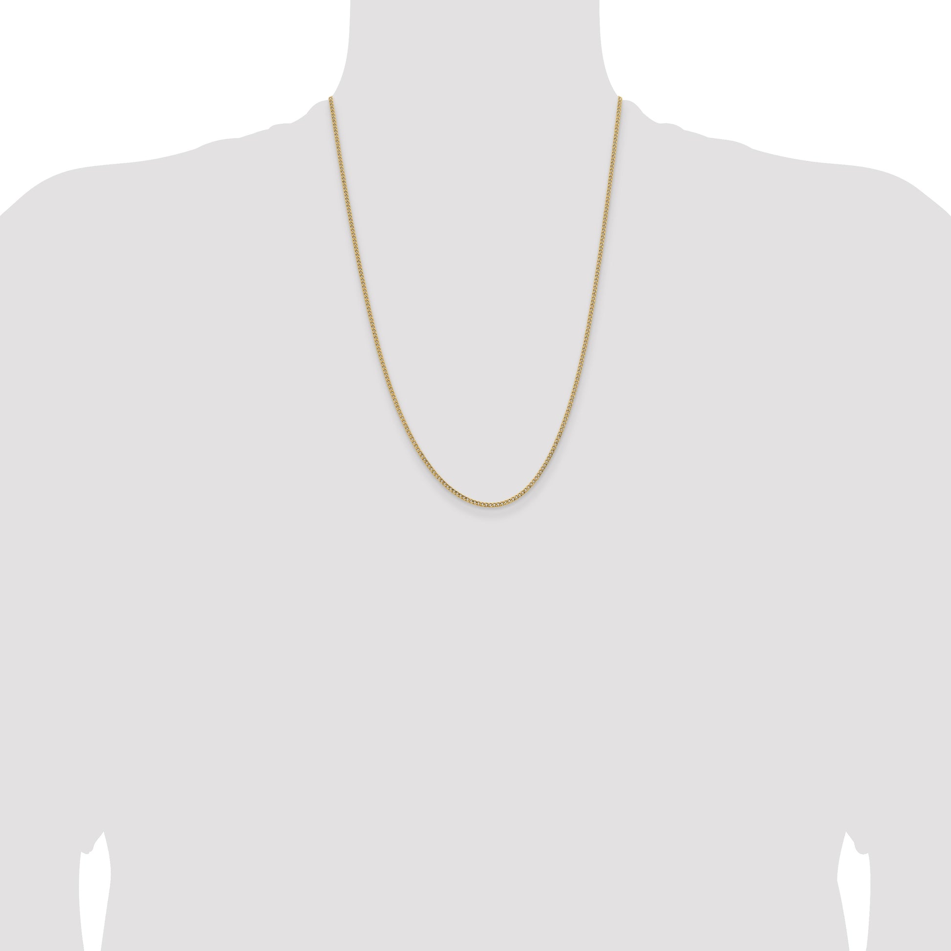 14K 24 inch 1.85mm Semi-Solid Curb with Lobster Clasp Chain