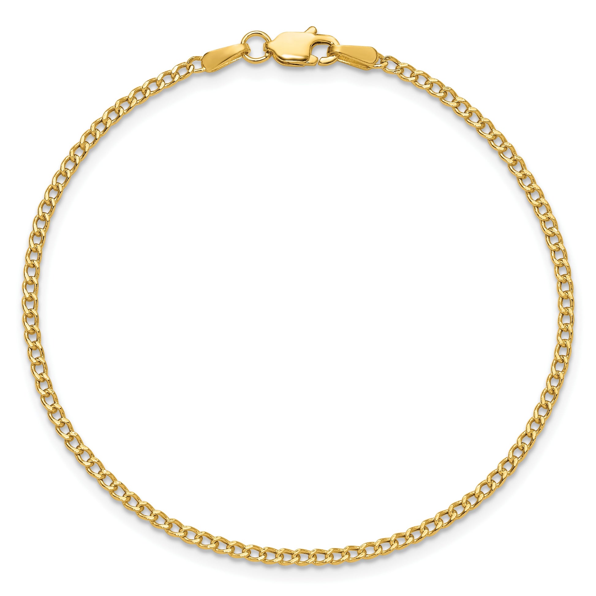 14K 9 inch 1.85mm Semi-Solid Curb with Lobster Clasp Anklet