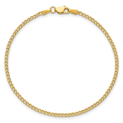 14K 9 inch 1.85mm Semi-Solid Curb with Lobster Clasp Anklet