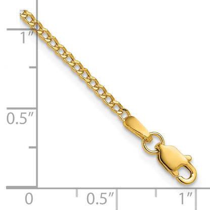 14K 9 inch 1.85mm Semi-Solid Curb with Lobster Clasp Anklet