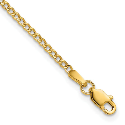 14K 9 inch 1.85mm Semi-Solid Curb with Lobster Clasp Anklet