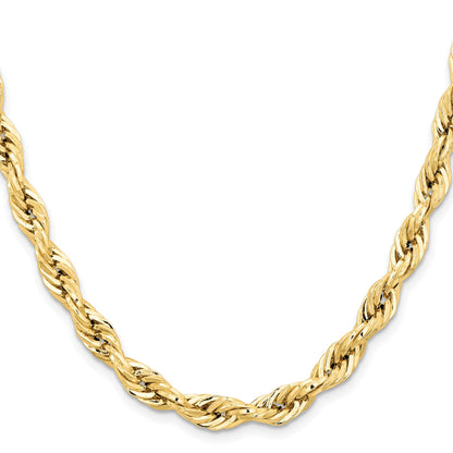 14K 20 inch 7mm Semi Solid Rope with Lobster Clasp Chain