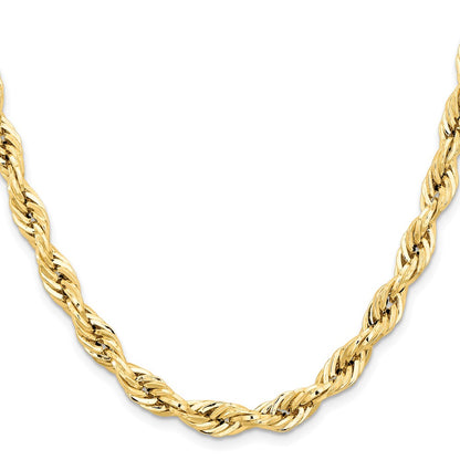 14K 18 inch 7mm Semi Solid Rope with Lobster Clasp Chain