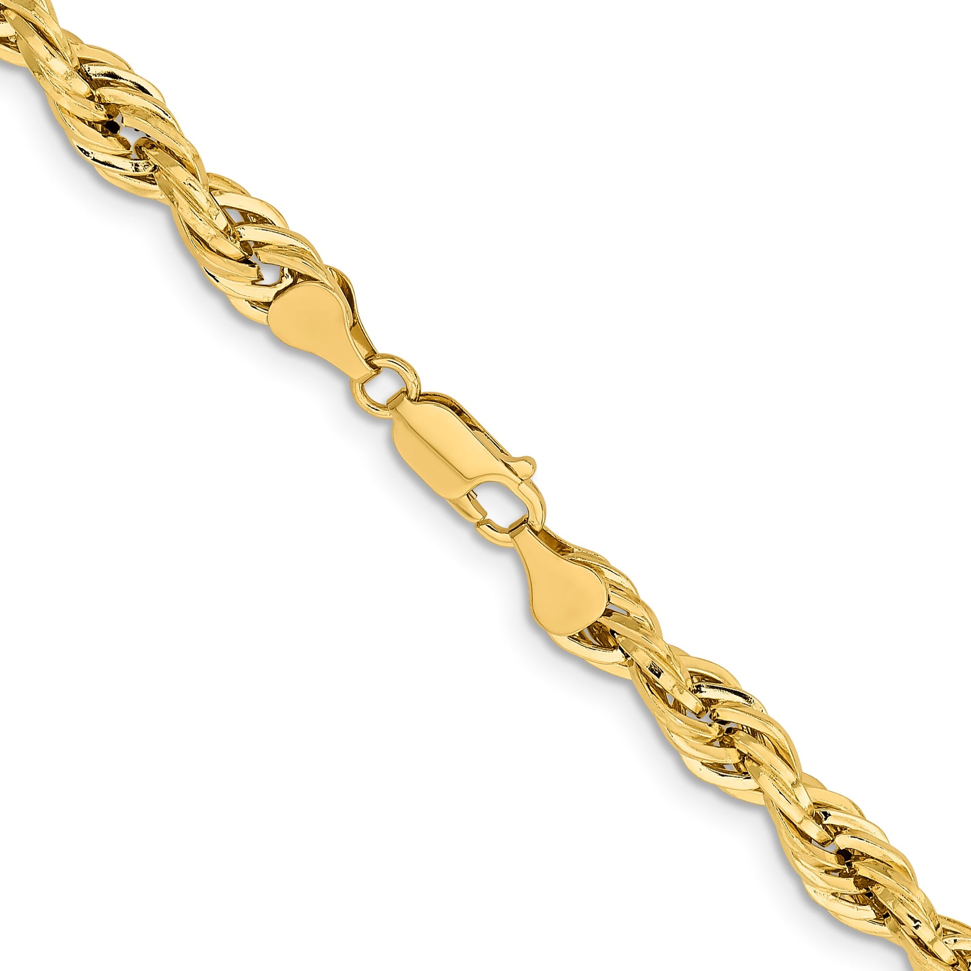 14K 28 inch 7mm Semi Solid Rope with Lobster Clasp Chain