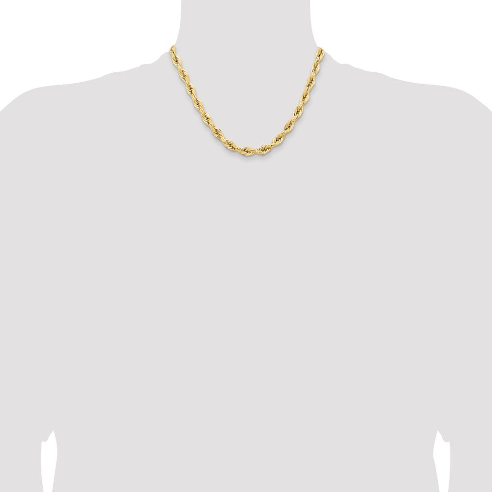 14K 18 inch 7mm Semi Solid Rope with Lobster Clasp Chain