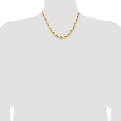 14K 18 inch 7mm Semi Solid Rope with Lobster Clasp Chain