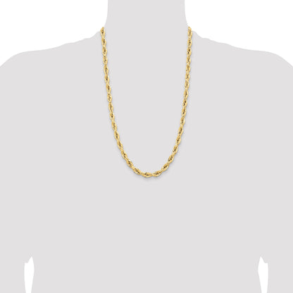 14K 26 inch 7mm Semi Solid Rope with Lobster Clasp Chain